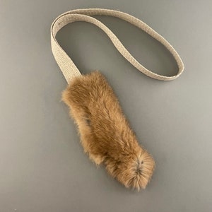 Dog Toy with Rabbit Fur and Natural Hemp Handle image 6