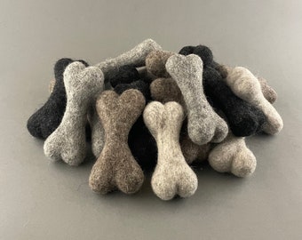 Small dog toy, Handmade wool bone for dogs, ONE PIECE - choose color