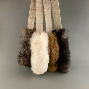 Dog Toy with Rabbit Fur and Natural Hemp Handle image 3