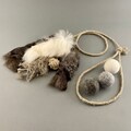 Cat Toy Set with Natural Rabbit Fur, Hemp Monkeyfist and Wool Balls product logo