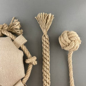 Set of THREE organic hemp rope dog toys, Handmade set of natural dog toys - Flying Circle, Dental and Monkeyfist dog toys. The Hound Pleaser