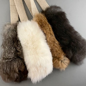 Dog Toy with Rabbit Fur and Natural Hemp Handle image 4