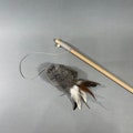 Natural wand toy, Cat teaser with rabbit fur and feathers product logo