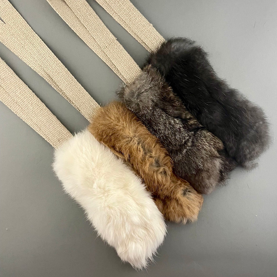 Rabbit Fur Dog Toy With Natural Hemp Handle for Dog Training Etsy