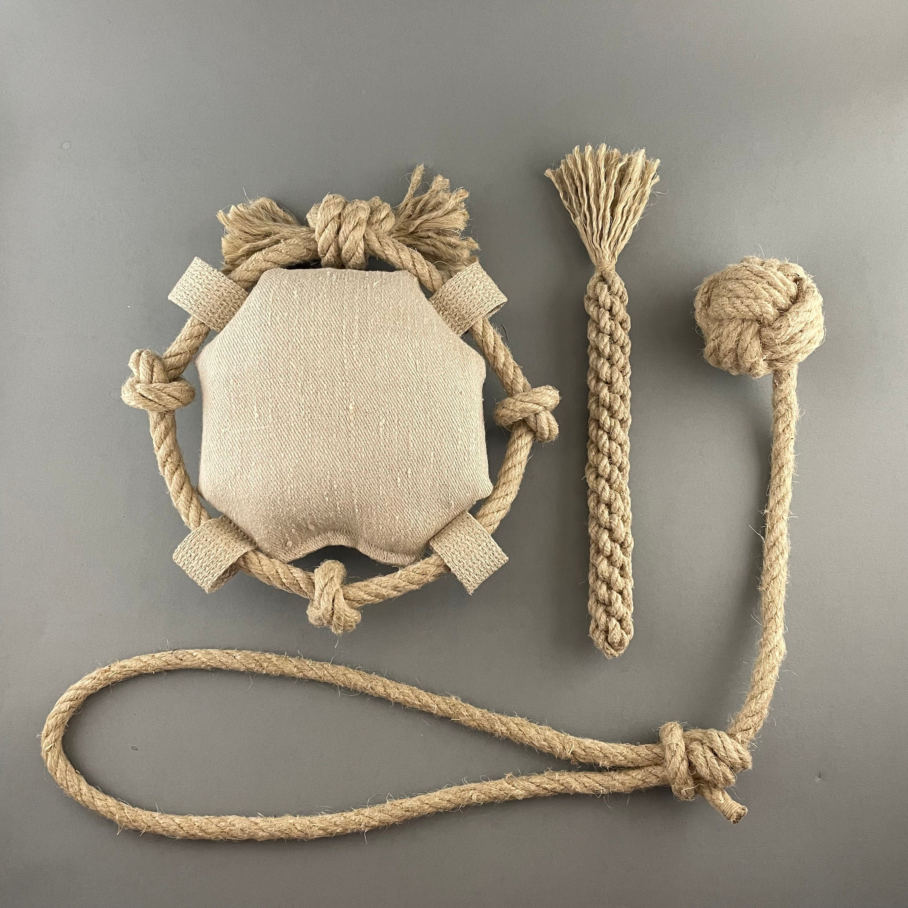 3 Natural Dog Toy Set All Made From Hemp Rope and 100 Hemp Etsy