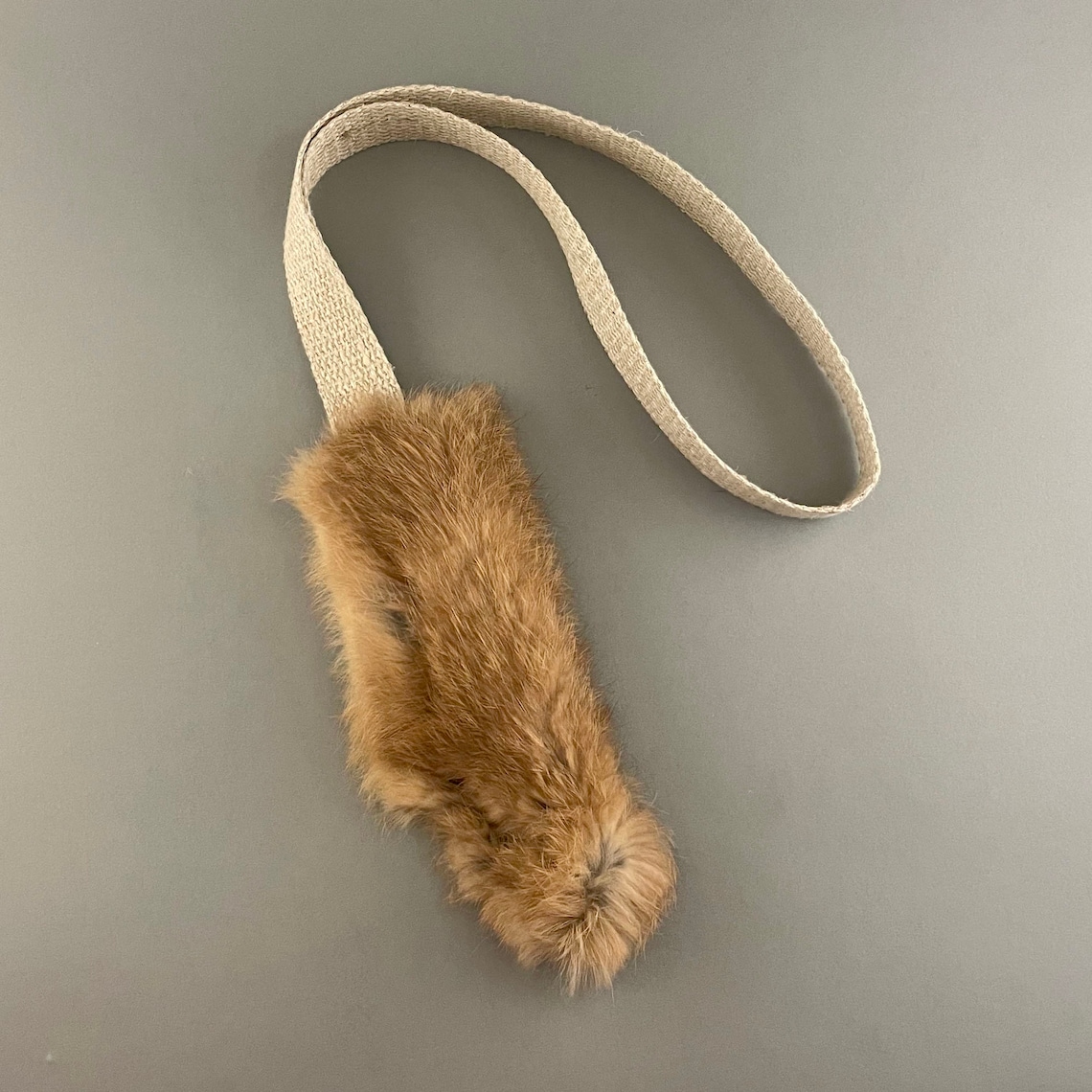 Rabbit Fur Dog Toy With Natural Hemp Handle for Dog Training Etsy