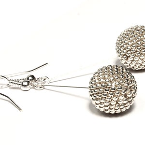 Beaded Earrings of Miyuki Beads in Silver Colour