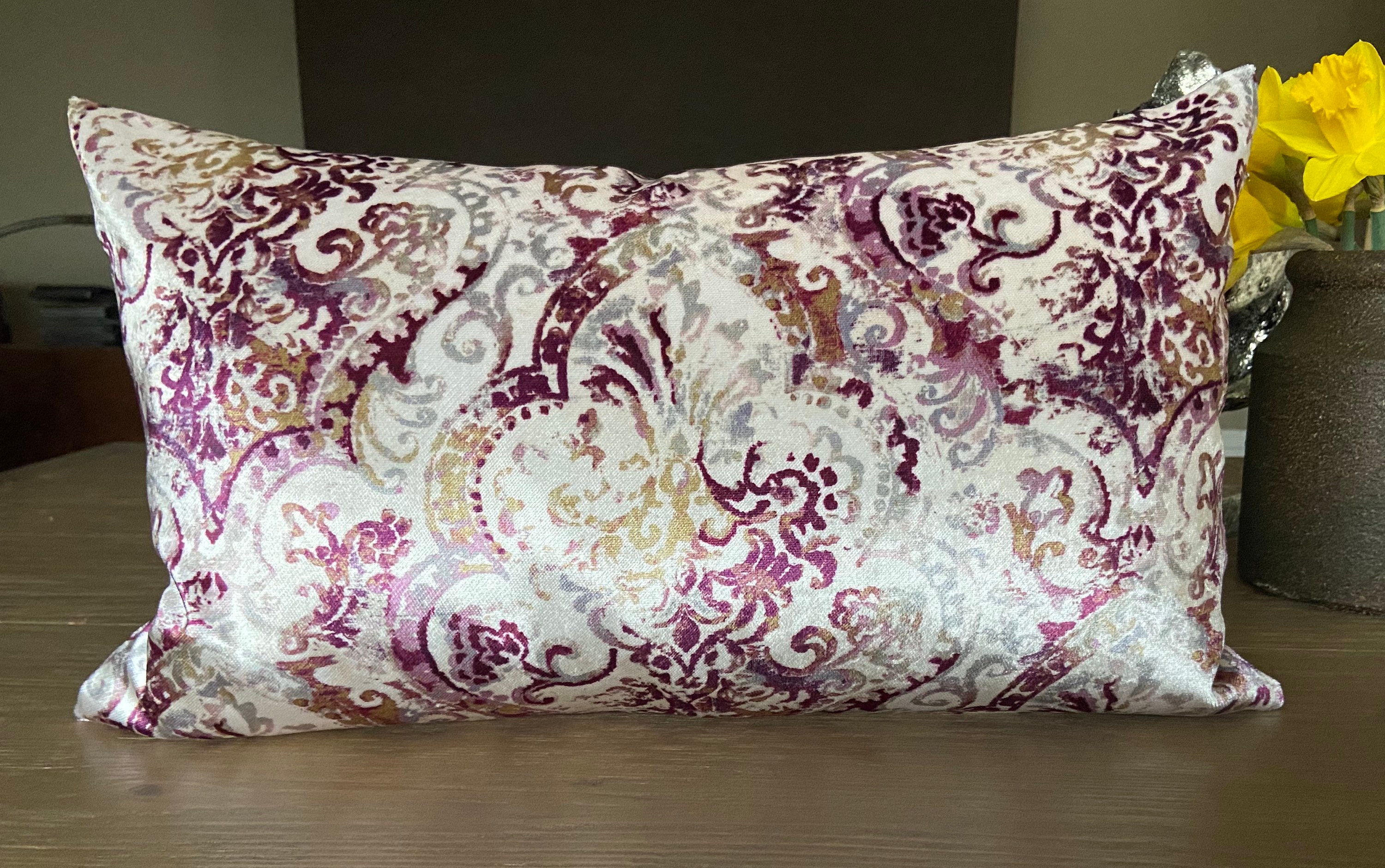 Velvet boudoir cushion cover. Lumbar oblong throw pillow. Bill Etsy