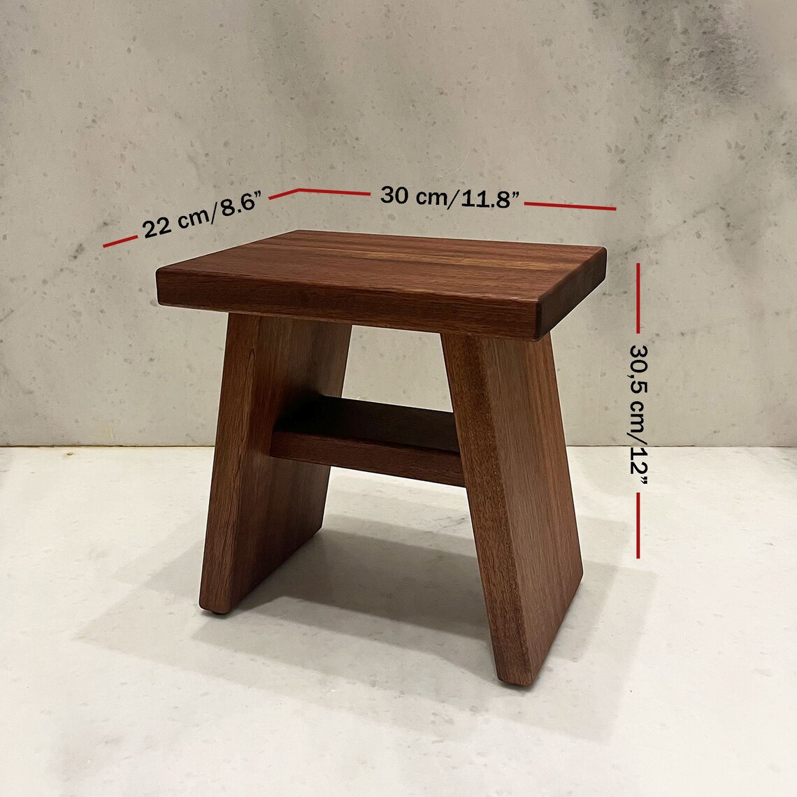 Wooden Bath Stool Mahogany Sipo Handmade Shower Bench Utile Etsy