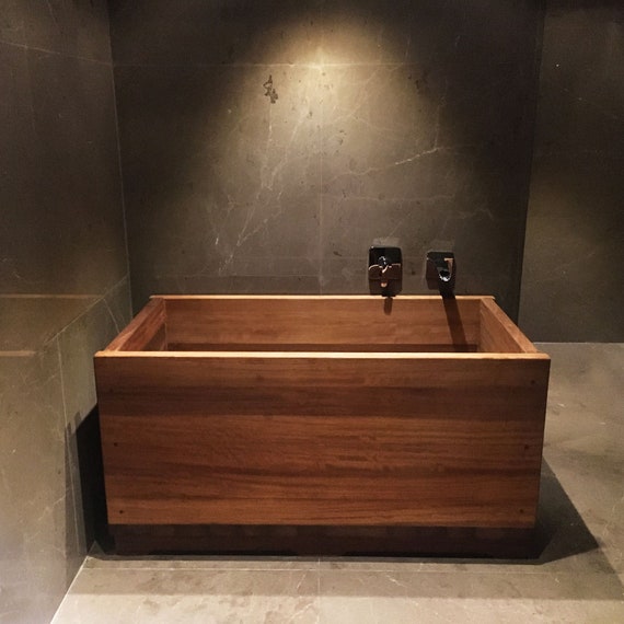 Ofuro Wooden Soaking Bathtub Iroko Wood Customizable Etsy