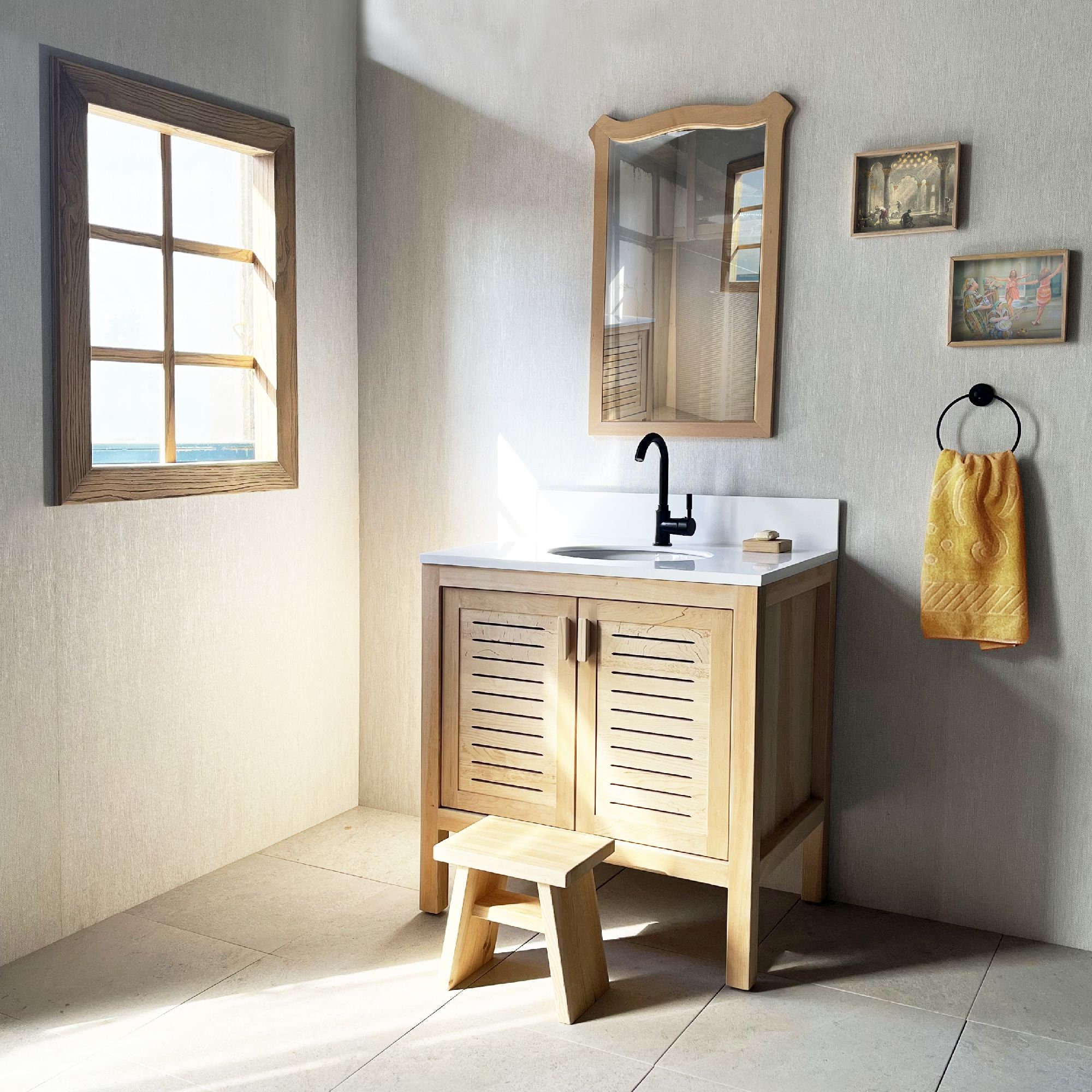 Natural wood bathroom vanity 30 inch deals