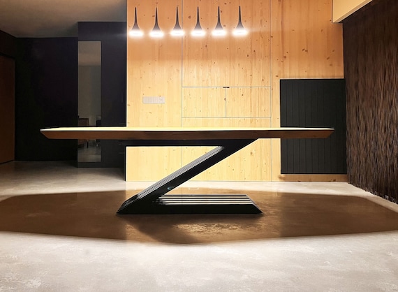 Unique Z Design Massive Chestnut Wood Dining or Office Table