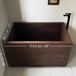 Cedar Tub Chocolate Ofuro Wooden Soaking Bathtub Customizable image 4