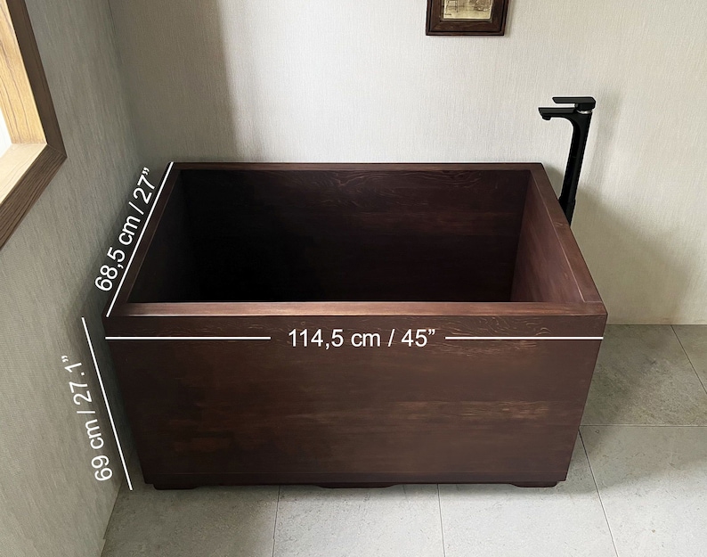 Cedar Tub Chocolate Ofuro Wooden Soaking Bathtub Customizable image 4