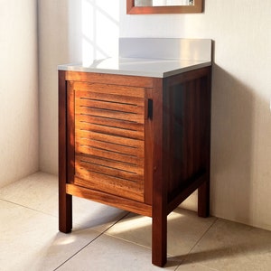 Mahogany Sipo Wood Bathroom Vanity Cabinet Ventilated Door - 60 cm / 24"