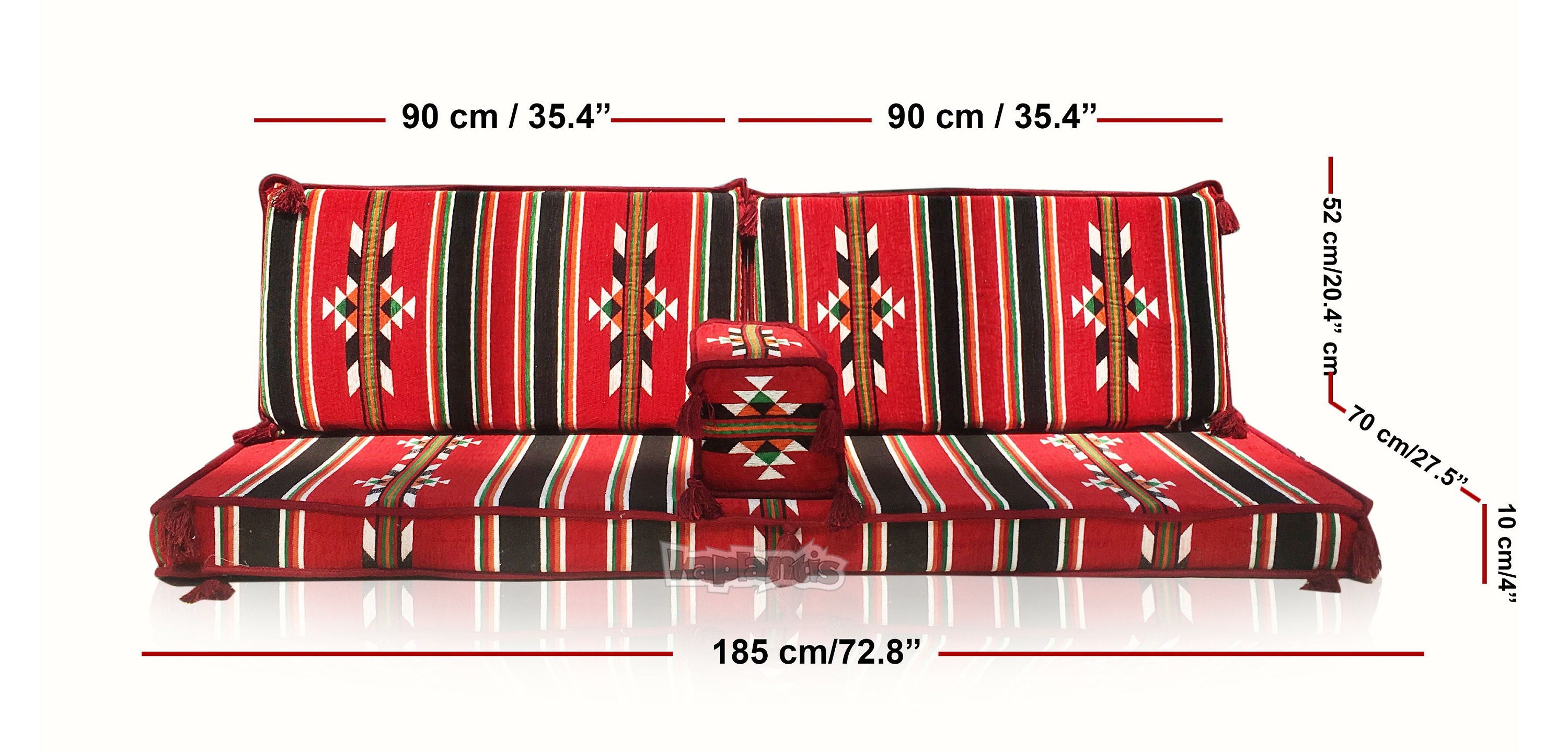 Arabic Oriental Floor Cushion Set for Two Urfa Pattern Red Etsy
