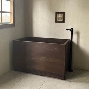 Cedar Tub Chocolate Ofuro Wooden Soaking Bathtub Customizable image 1