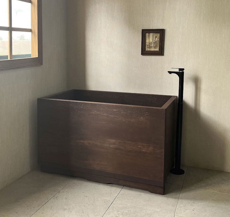 Cedar Tub Chocolate Ofuro Wooden Soaking Bathtub Customizable image 1