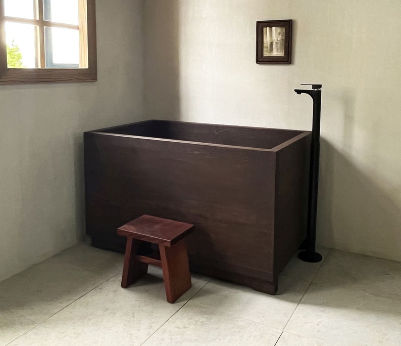 Cedar Tub Chocolate Ofuro Wooden Soaking Bathtub Customizable image 6