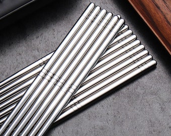 Stainless Steel Chopsticks 10 Pairs Set - High Quality 18/8 Stainless Steel