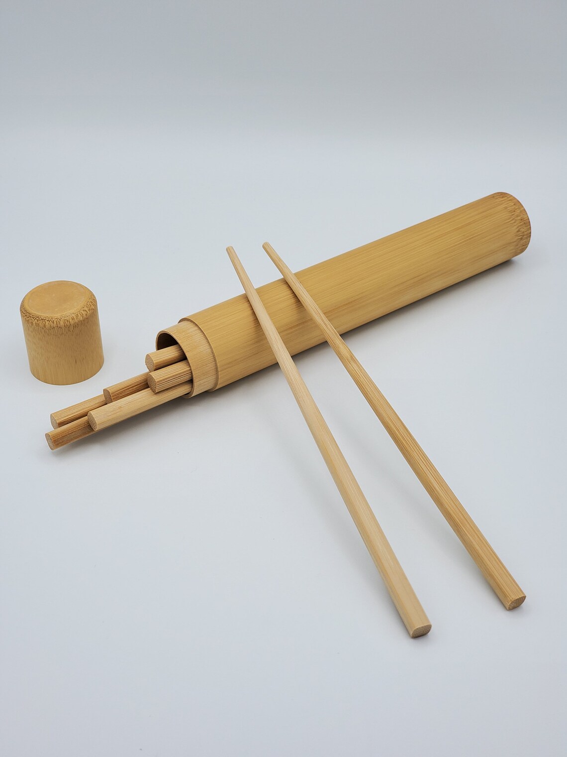 Bamboo 4 Pairs Reusable Chopsticks with Hand Crafted Tube Case Etsy