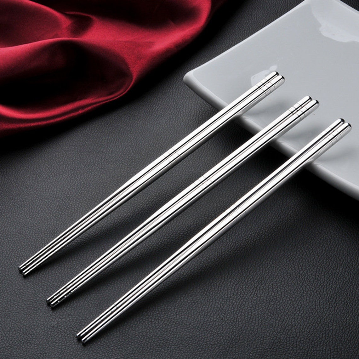 Stainless Steel Chopsticks 10 Pairs Set High Quality 18/8 Etsy