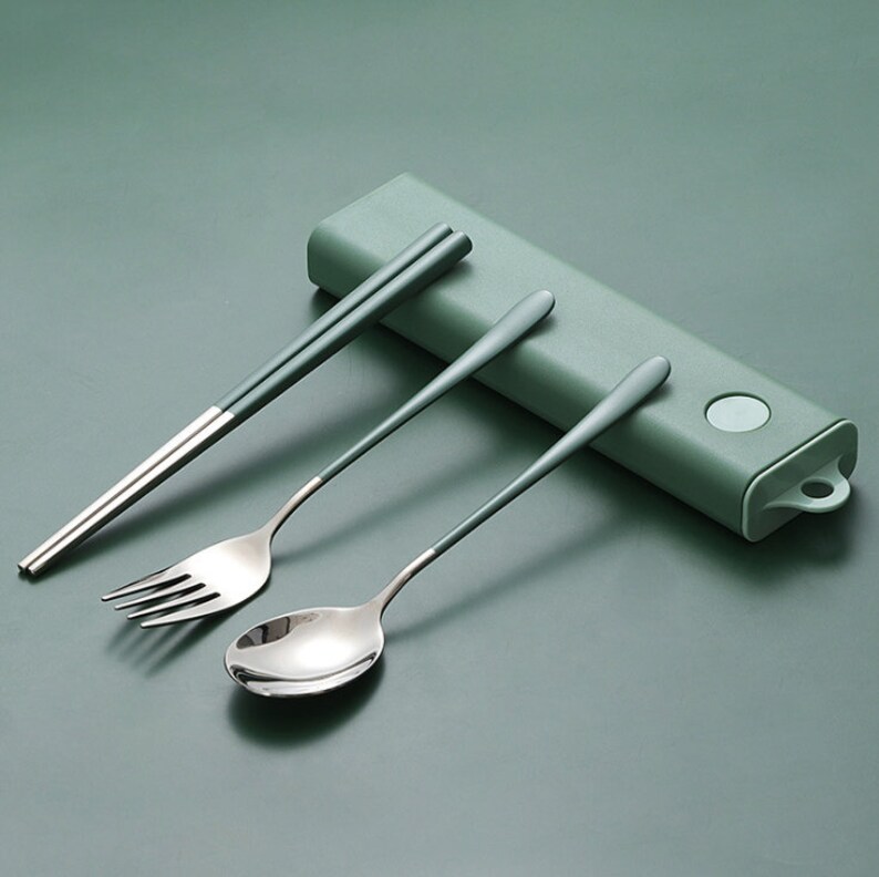 Stainless Steel Cutlery Set Spoon Fork & Chopsticks with Box Etsy
