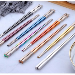 Stainless Steel Chopsticks 5 Pairs Set - High Quality 18/10 Stainless Steel