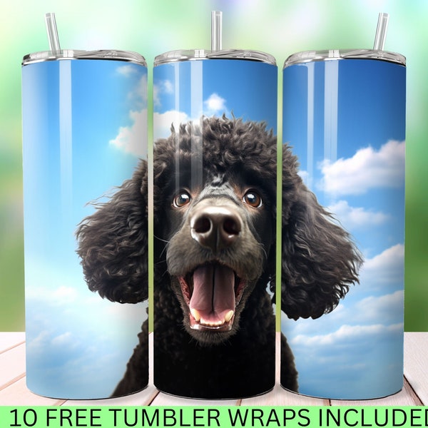 Funny Black Poodle Tumbler Design, 20 oz Tumbler Wrap, Sublimation Design Download