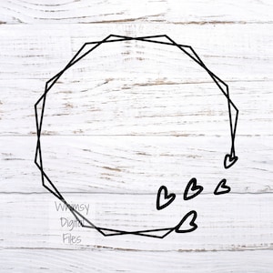 Double Octagon Frame with Hearts SVG and PNG