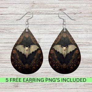 White Bat Earring PNG No.1, Sublimation Design Download