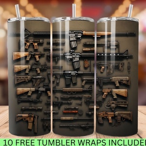 Rifles No.2 Tumbler Design, 20 oz Tumbler Wrap, Sublimation Design Download