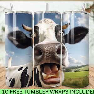 Tumbler con design &quot;Mucca divertente n. 1&quot;, involucro per tumbler da 20 oz, download del design per sublimazione