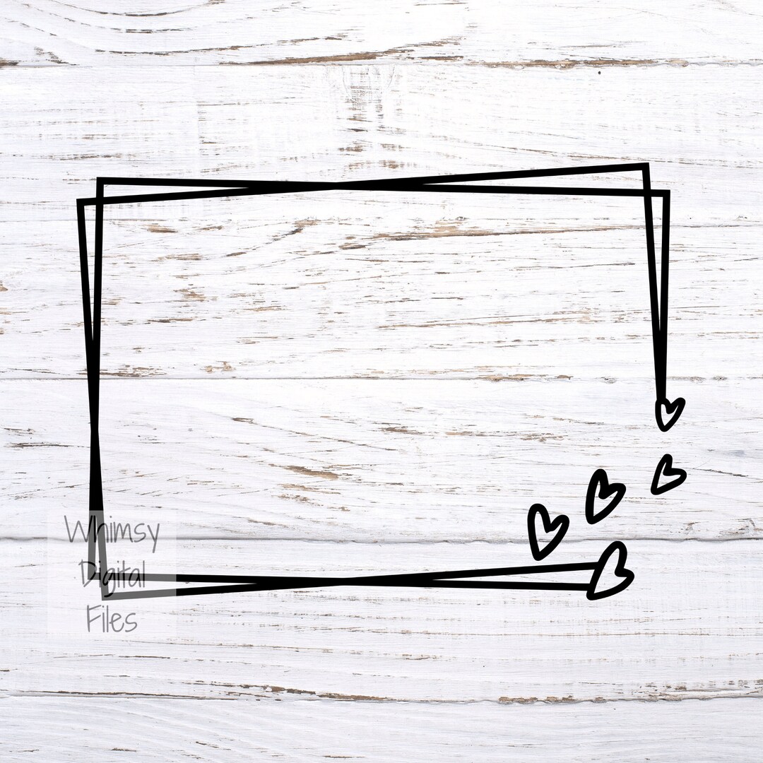 Double Rectangle Frame With Hearts SVG and PNG - Etsy