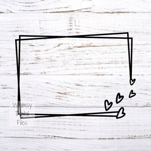 Double Rectangle Frame with Hearts SVG and PNG