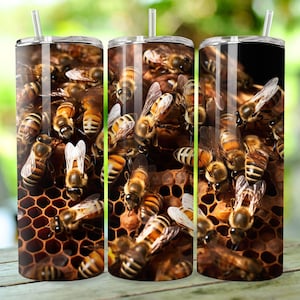 Realistic Bees No.3 Tumbler Design, 20 oz Tumbler Wrap, Sublimation Design Download