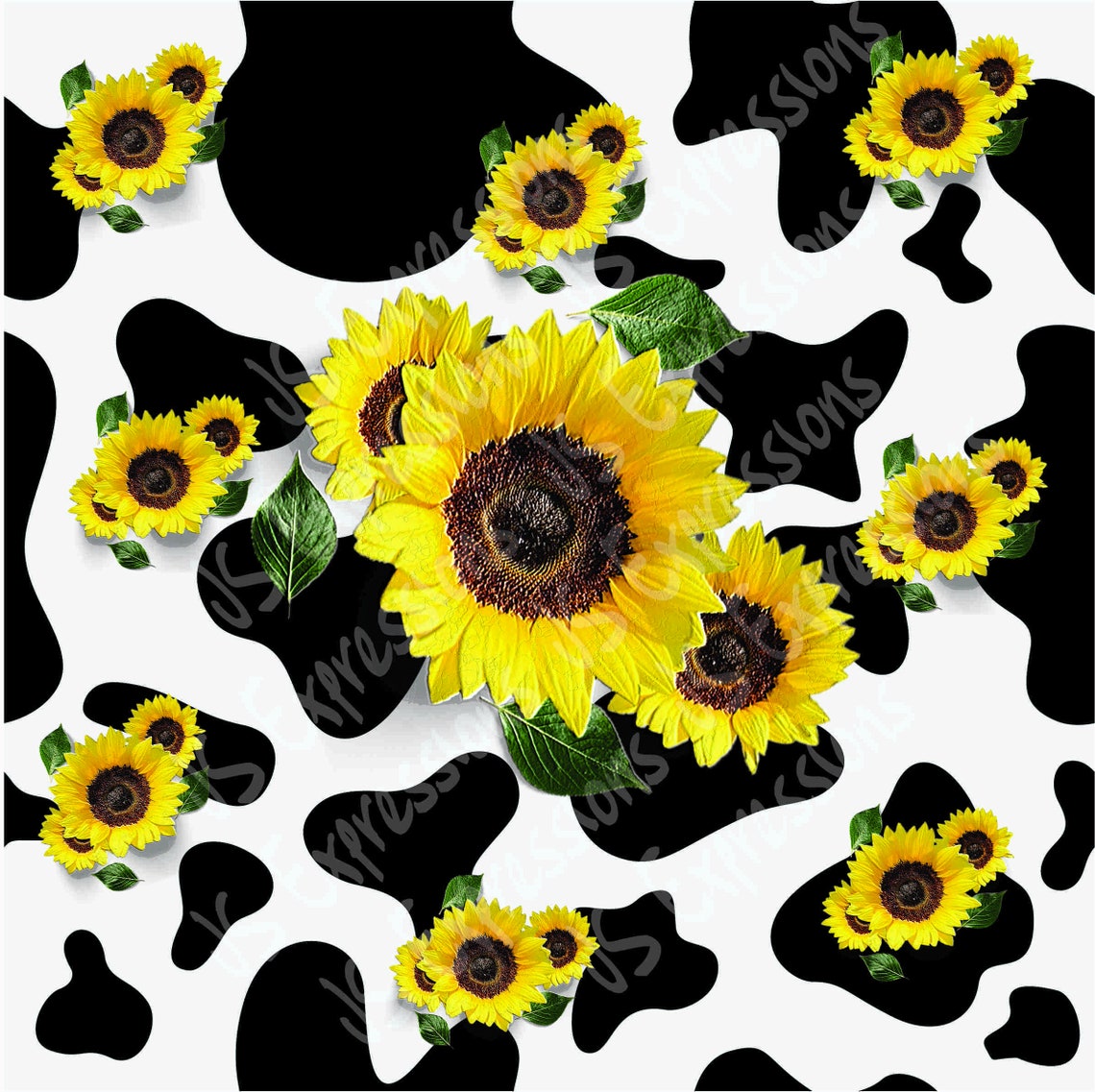 Cow Print With Sunflowers 20oz Drink Tumbler Etsy