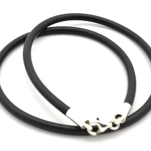 Mens Ladies 3mm Rubber Bracelet, Double Wrapped, Wristband, 925 Sterling Silver