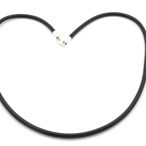 Mens Ladies 3mm Rubber Necklace, With 925 Sterling Silver Clasp