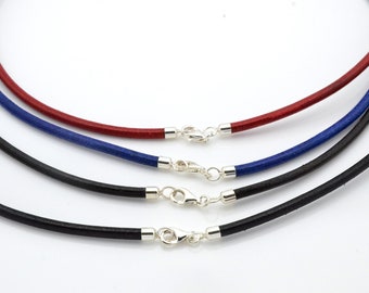 Genuine Greek Leather Cord Necklace, With Sterling Silver Clasp