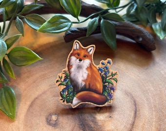 Wooden Fox Pin