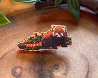 Wooden Red Panda Pin