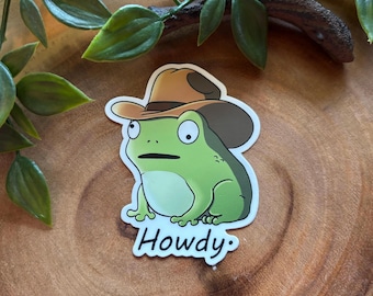 Howdy Frog Sticker - waterproof/uv protected