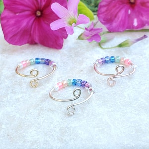 Rainbow Bead Fidget Ring: Adjustable Anxiety Relief Toy