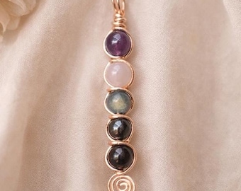 Empath Protection Necklace: Amethyst, Rose Quartz, Labradorite & Black Tourmaline Powerful Gemstones for Shielding Energy