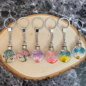 Pressed Flower key ring real dried FLOWER KEYCHAIN