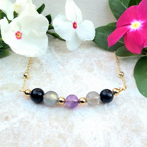 EMPATH PROTECTION NECKLACE | Amethyst, Labradorite, Black Tourmaline, in 14k Gold Filled or 925 Silver Chain Natural Gemstone Jewelry Gifts