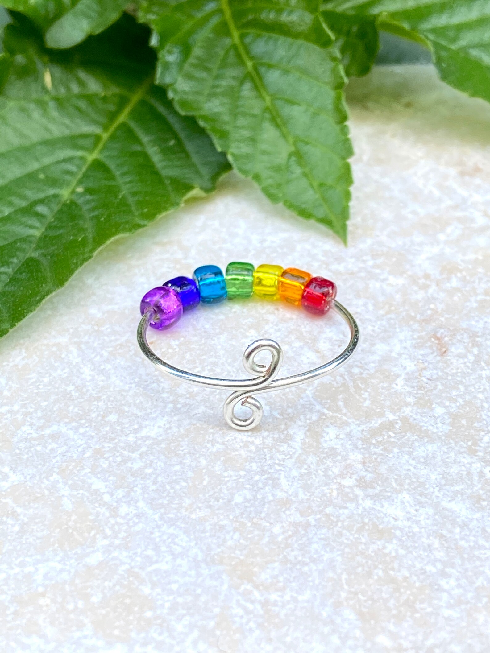 KIDS FIDGET RING in Rainbow Colors & Adjustable Sizes, Wire Wrapped ...