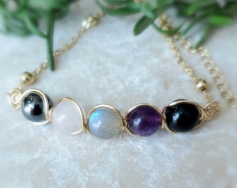 Empath Protection Bracelet: Amethyst, Rose Quartz, & Black Tourmaline for Powerful Energy Shielding
