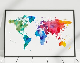 Abstract Text Map of the World Canvas Poster Art Prints Wall Painting Home Decor 